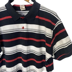 Vtg PJ MARK Polo Shirt Striped Short Sleeve Premium Edition Mens L Black White